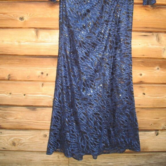 Mac Duggal 12412 Womens LONG SLEEVE RUCHED SEQUINED V-NECK GOWN Dress - Picture 9 of 15